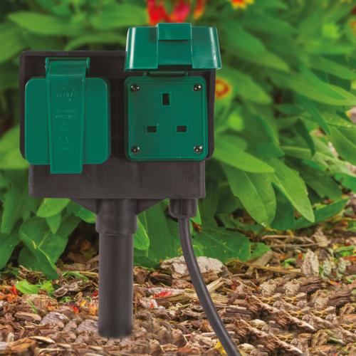 POWERCITY - 145250 UNIVERSAL TWIN OUTDOOR GARDEN SOCKETS CABLES