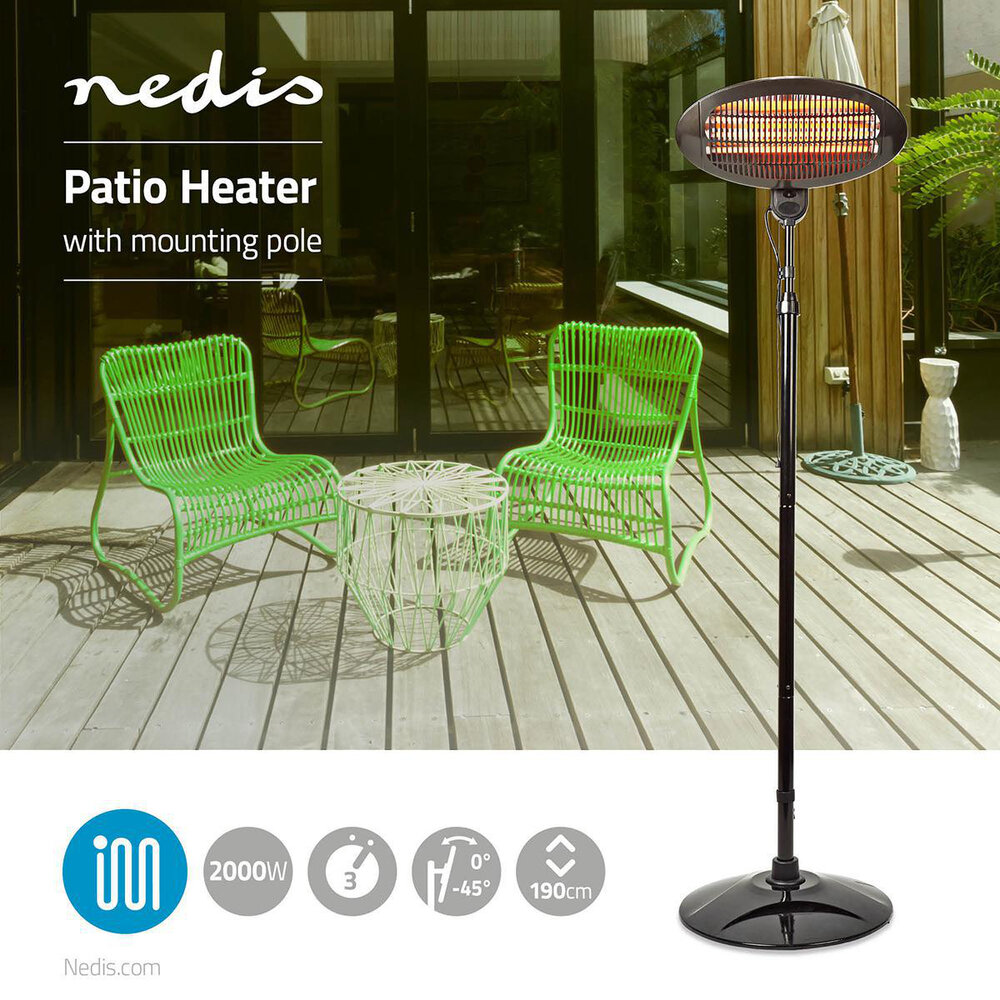 POWERCITY 326846 NEDIS 2KW PATIO HEATER WITH STAND GARDENING